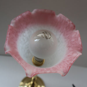 Stylish 1920s / 1930s Decorative Brass Table Lamp with Glass Shade. Re-wired