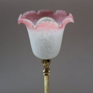 Stylish 1920s / 1930s Decorative Brass Table Lamp with Glass Shade. Re-wired