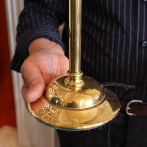 Stylish 1920s / 1930s Decorative Brass Table Lamp with Glass Shade. Re-wired