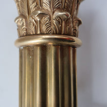 Load image into Gallery viewer, LARGE VINTAGE Brass Column Lamp with Stepped Plinth Base &amp; Corinthian Capital. WORKING
