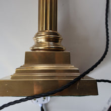 Load image into Gallery viewer, LARGE VINTAGE Brass Column Lamp with Stepped Plinth Base &amp; Corinthian Capital. WORKING
