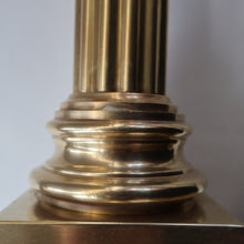 Load image into Gallery viewer, LARGE VINTAGE Brass Column Lamp with Stepped Plinth Base &amp; Corinthian Capital. WORKING
