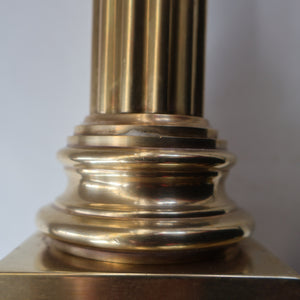 LARGE VINTAGE Brass Column Lamp with Stepped Plinth Base & Corinthian Capital. WORKING