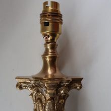 Load image into Gallery viewer, LARGE VINTAGE Brass Column Lamp with Stepped Plinth Base &amp; Corinthian Capital. WORKING

