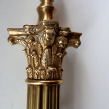 Load image into Gallery viewer, LARGE VINTAGE Brass Column Lamp with Stepped Plinth Base &amp; Corinthian Capital. WORKING
