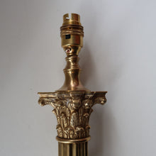 Load image into Gallery viewer, LARGE VINTAGE Brass Column Lamp with Stepped Plinth Base &amp; Corinthian Capital. WORKING
