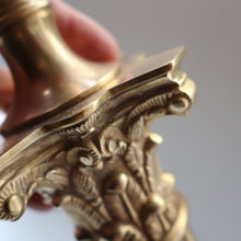 Load image into Gallery viewer, LARGE VINTAGE Brass Column Lamp with Stepped Plinth Base &amp; Corinthian Capital. WORKING
