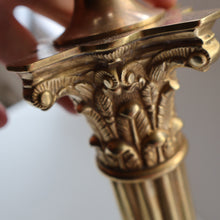 Load image into Gallery viewer, LARGE VINTAGE Brass Column Lamp with Stepped Plinth Base &amp; Corinthian Capital. WORKING
