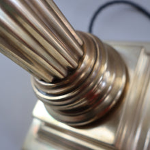 Load image into Gallery viewer, LARGE VINTAGE Brass Column Lamp with Stepped Plinth Base &amp; Corinthian Capital. WORKING
