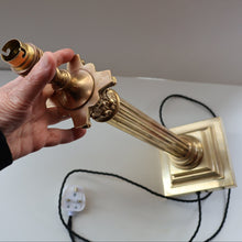 Load image into Gallery viewer, LARGE VINTAGE Brass Column Lamp with Stepped Plinth Base &amp; Corinthian Capital. WORKING

