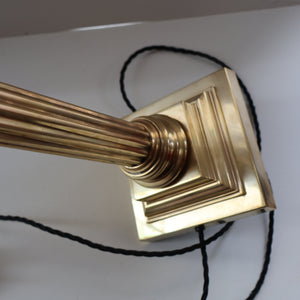 LARGE VINTAGE Brass Column Lamp with Stepped Plinth Base & Corinthian Capital. WORKING