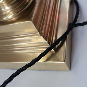 LARGE VINTAGE Brass Column Lamp with Stepped Plinth Base & Corinthian Capital. WORKING