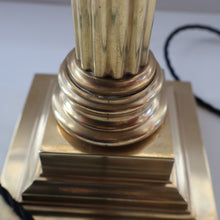 Load image into Gallery viewer, LARGE VINTAGE Brass Column Lamp with Stepped Plinth Base &amp; Corinthian Capital. WORKING
