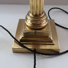 Load image into Gallery viewer, LARGE VINTAGE Brass Column Lamp with Stepped Plinth Base &amp; Corinthian Capital. WORKING
