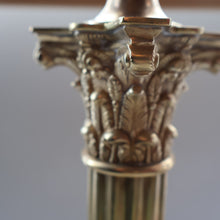 Load image into Gallery viewer, LARGE VINTAGE Brass Column Lamp with Stepped Plinth Base &amp; Corinthian Capital. WORKING
