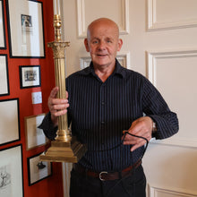 Load image into Gallery viewer, LARGE VINTAGE Brass Column Lamp with Stepped Plinth Base &amp; Corinthian Capital. WORKING

