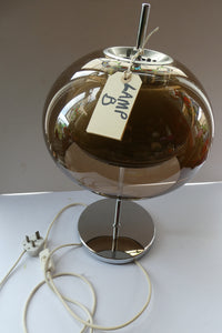 Vintage 1970s Space Age GUZZINI STYLE Table Lamp with Double Skinned Ball Shade  (B)
