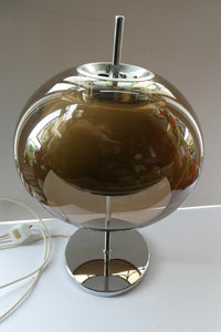 Vintage 1970s Space Age GUZZINI STYLE Table Lamp with Double Skinned Ball Shade  (B)