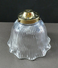 Load image into Gallery viewer, Holophane Style Ribbed Glass Hanging Shade with Brass Hanging Fitment
