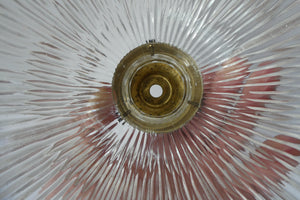 Holophane Style Ribbed Glass Hanging Shade with Brass Hanging Fitment