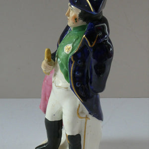 RARE 1850s Staffordshire Figurine of the Emperor Napoleon Holding a Baton