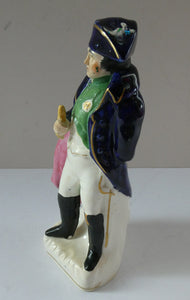 RARE 1850s Staffordshire Figurine of the Emperor Napoleon Holding a Baton