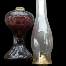 Load image into Gallery viewer, Antique Purple Glass Oil Lamp Complete. Possibly American. Signed MR
