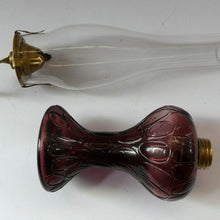 Load image into Gallery viewer, Antique Purple Glass Oil Lamp Complete. Possibly American. Signed MR
