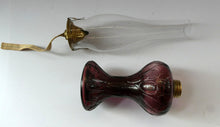 Load image into Gallery viewer, Antique Purple Glass Oil Lamp Complete. Possibly American. Signed MR
