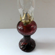 Load image into Gallery viewer, Antique Purple Glass Oil Lamp Complete. Possibly American. Signed MR
