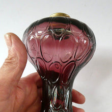 Load image into Gallery viewer, Antique Purple Glass Oil Lamp Complete. Possibly American. Signed MR
