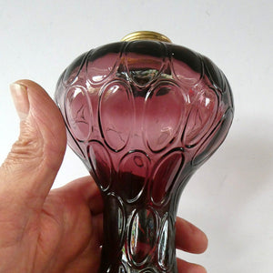 Antique Purple Glass Oil Lamp Complete. Possibly American. Signed MR