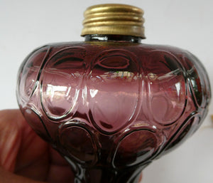 Antique Purple Glass Oil Lamp Complete. Possibly American. Signed MR
