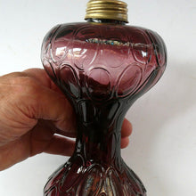 Load image into Gallery viewer, Antique Purple Glass Oil Lamp Complete. Possibly American. Signed MR
