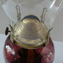 Load image into Gallery viewer, Antique Purple Glass Oil Lamp Complete. Possibly American. Signed MR
