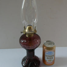 Load image into Gallery viewer, Antique Purple Glass Oil Lamp Complete. Possibly American. Signed MR
