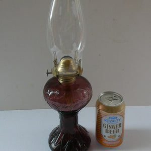 Antique Purple Glass Oil Lamp Complete. Possibly American. Signed MR