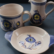 Load image into Gallery viewer, SCOTTISH POTTERY: 1960s BUCHAN Stoneware Two Jugs and One Small Platter. ALPINE Pattern
