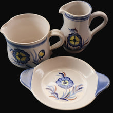Load image into Gallery viewer, SCOTTISH POTTERY: 1960s BUCHAN Stoneware Two Jugs and One Small Platter. ALPINE Pattern
