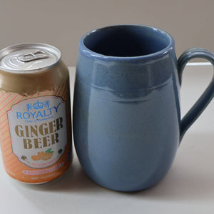 SCOTTISH POTTERY. PAIR of Large 1950s Buchan Plain French Blue Stoneware Tankard Shape Mugs. Each 5 inches in height