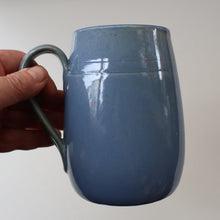 Load image into Gallery viewer, SCOTTISH POTTERY. PAIR of Large 1950s Buchan Plain French Blue Stoneware Tankard Shape Mugs. Each 5 inches in height
