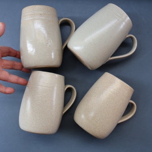 SCOTTISH POTTERY. Set of Four Large 1950s Buchan Plain Oatmeal Stoneware Tankard Shape Mugs. Each 5 inches in height