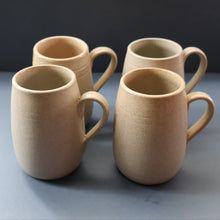 Load image into Gallery viewer, SCOTTISH POTTERY. Set of Four Large 1950s Buchan Plain Oatmeal Stoneware Tankard Shape Mugs. Each 5 inches in height
