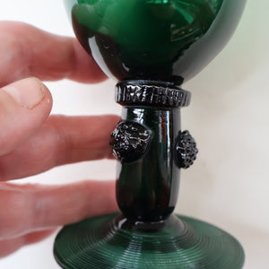 SINGLE Small Bristol Green 18th Century Hand-Blown Glass Roemer. 4 1/2 inches high