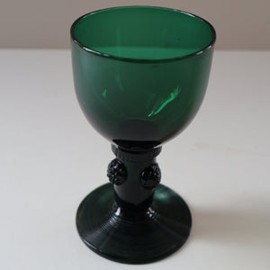 SINGLE Small Bristol Green 18th Century Hand-Blown Glass Roemer. 4 1/2 inches high