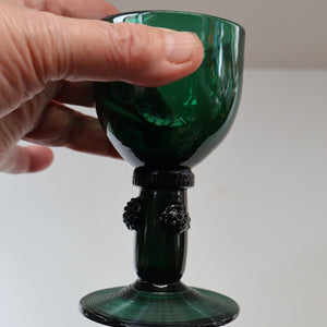 SINGLE Small Bristol Green 18th Century Hand-Blown Glass Roemer. 4 1/2 inches high