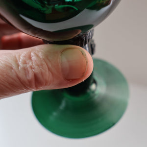 SINGLE Small Bristol Green 18th Century Hand-Blown Glass Roemer. 4 1/2 inches high
