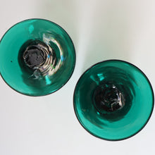 Load image into Gallery viewer, Antique Pair of Small Bristol Green 18th Century Hand-Blown Glass Roemers
