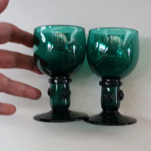 Load image into Gallery viewer, Antique Pair of Small Bristol Green 18th Century Hand-Blown Glass Roemers
