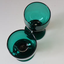 Load image into Gallery viewer, Antique Pair of Small Bristol Green 18th Century Hand-Blown Glass Roemers
